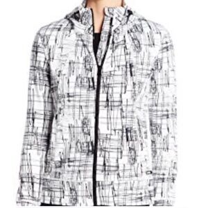 CALVIN KLEIN Performance Dry Black & White Jacket M W/Hood Zipper & Pockets NWOT